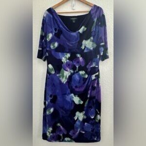 Ralph Lauren Floral Purple and Black Dress